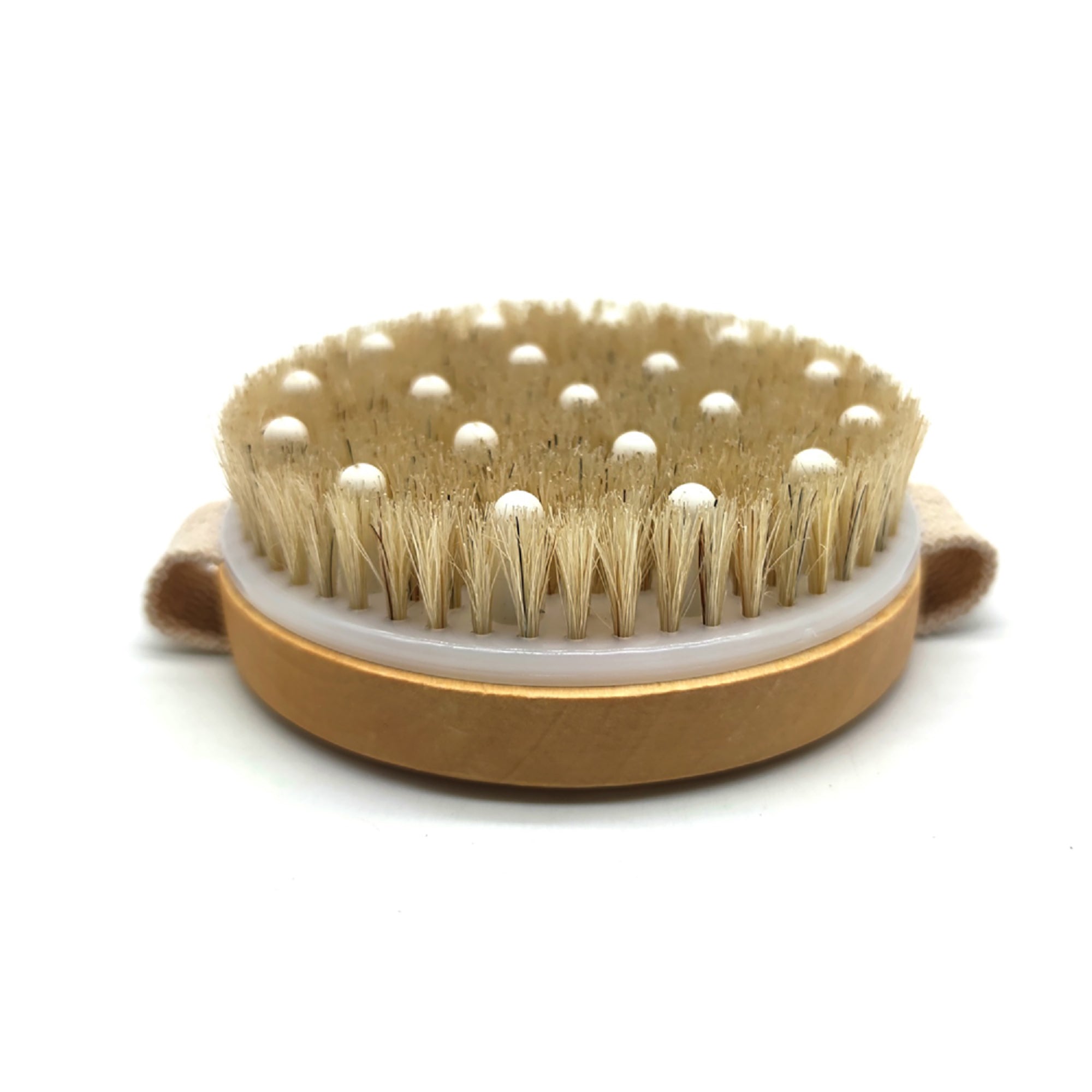 Bath Brush and Rubber Massager with Lotus wooden handle - leywin