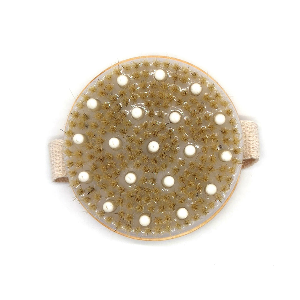 Bath Brush and Rubber Massager with Lotus wooden handle - leywin