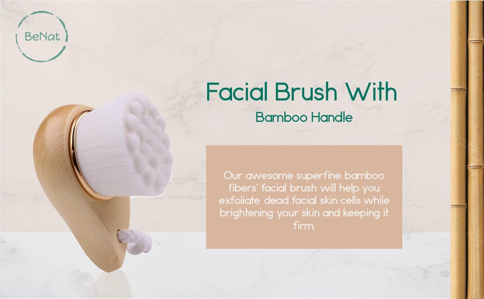 Facial Brush with Bamboo Handle - leywin